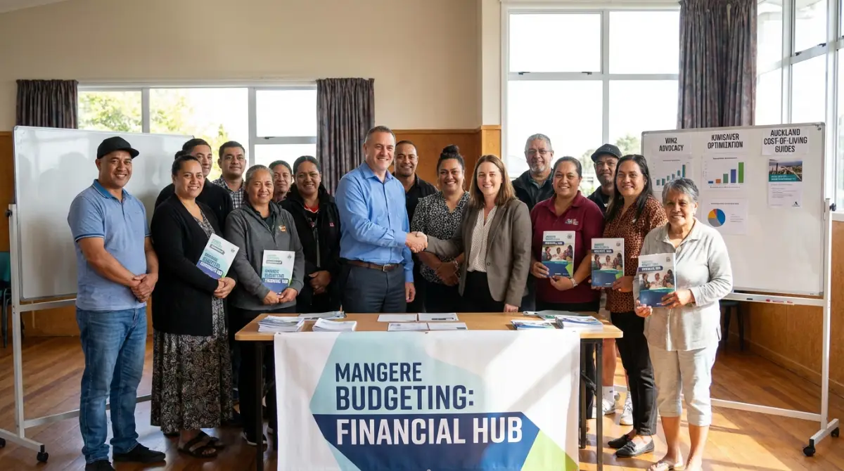 Satisfied attendees after a money management seminar in Auckland