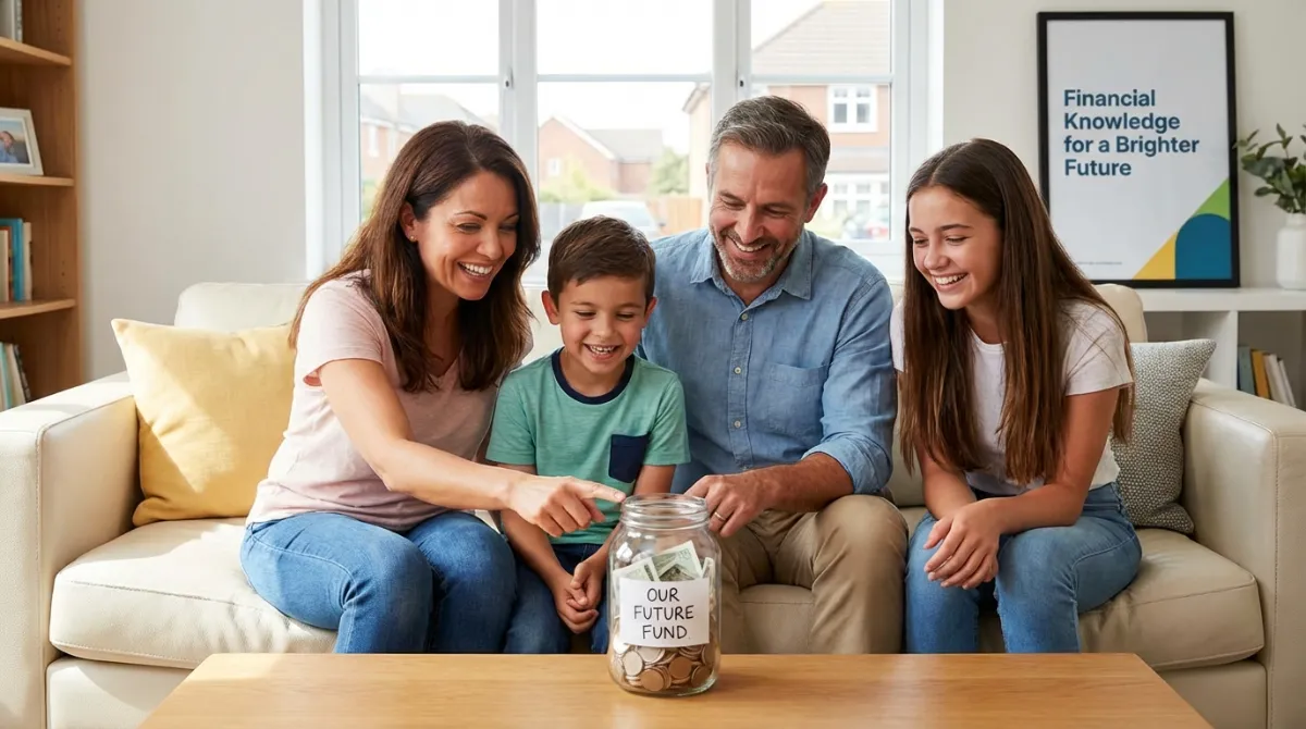 Happy family in Papatoetoe saving money for the future