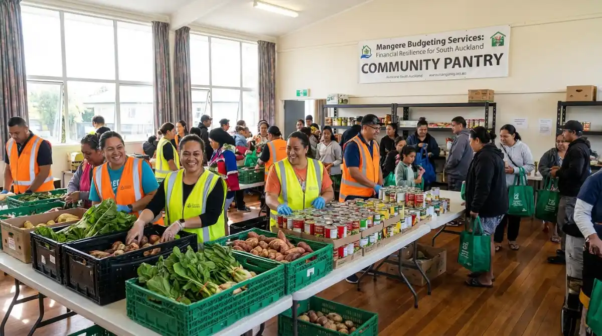 Community volunteers at a local food pantry in South Auckland