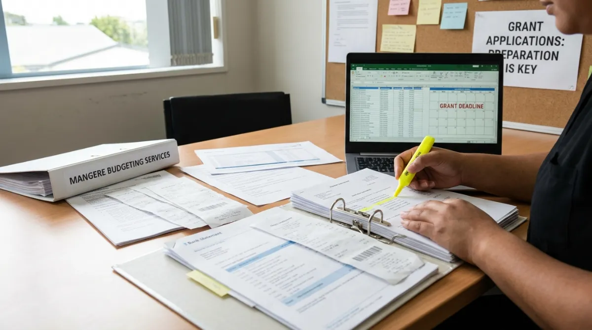 Organizing documents for financial grant application NZ