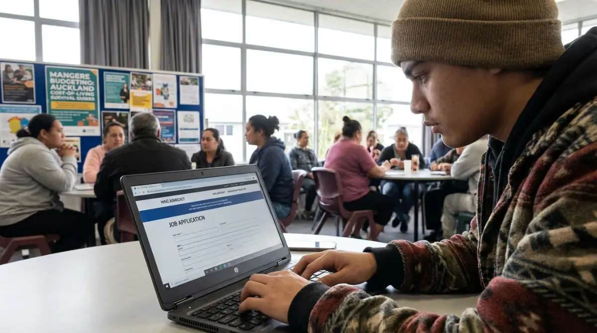 Young person actively searching for jobs in New Zealand