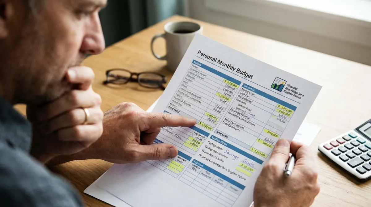 Person reviewing their budget sheet