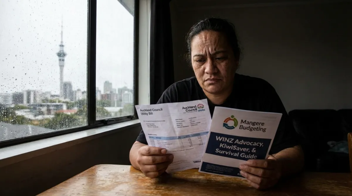 Person stressed about a utility bill, thinking about WINZ emergency grant