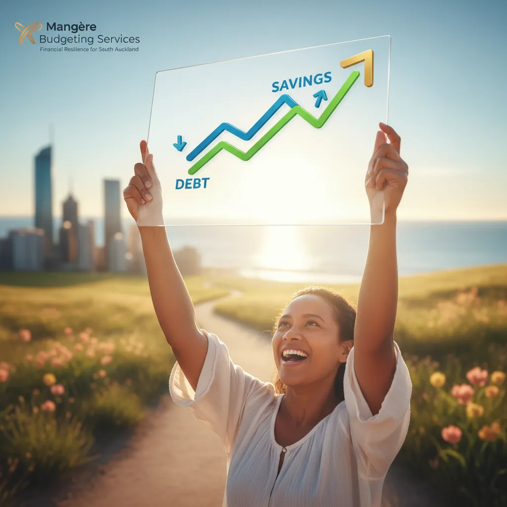 Benefits of afterpay debt help, showing debt reduction and savings increase