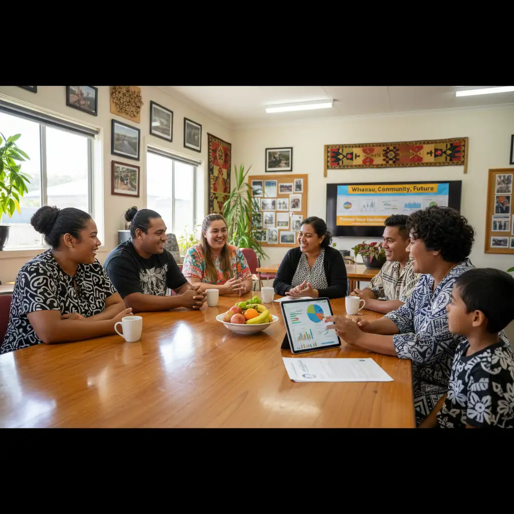 South Auckland family discussing cultural giving budgeting tips with an advisor