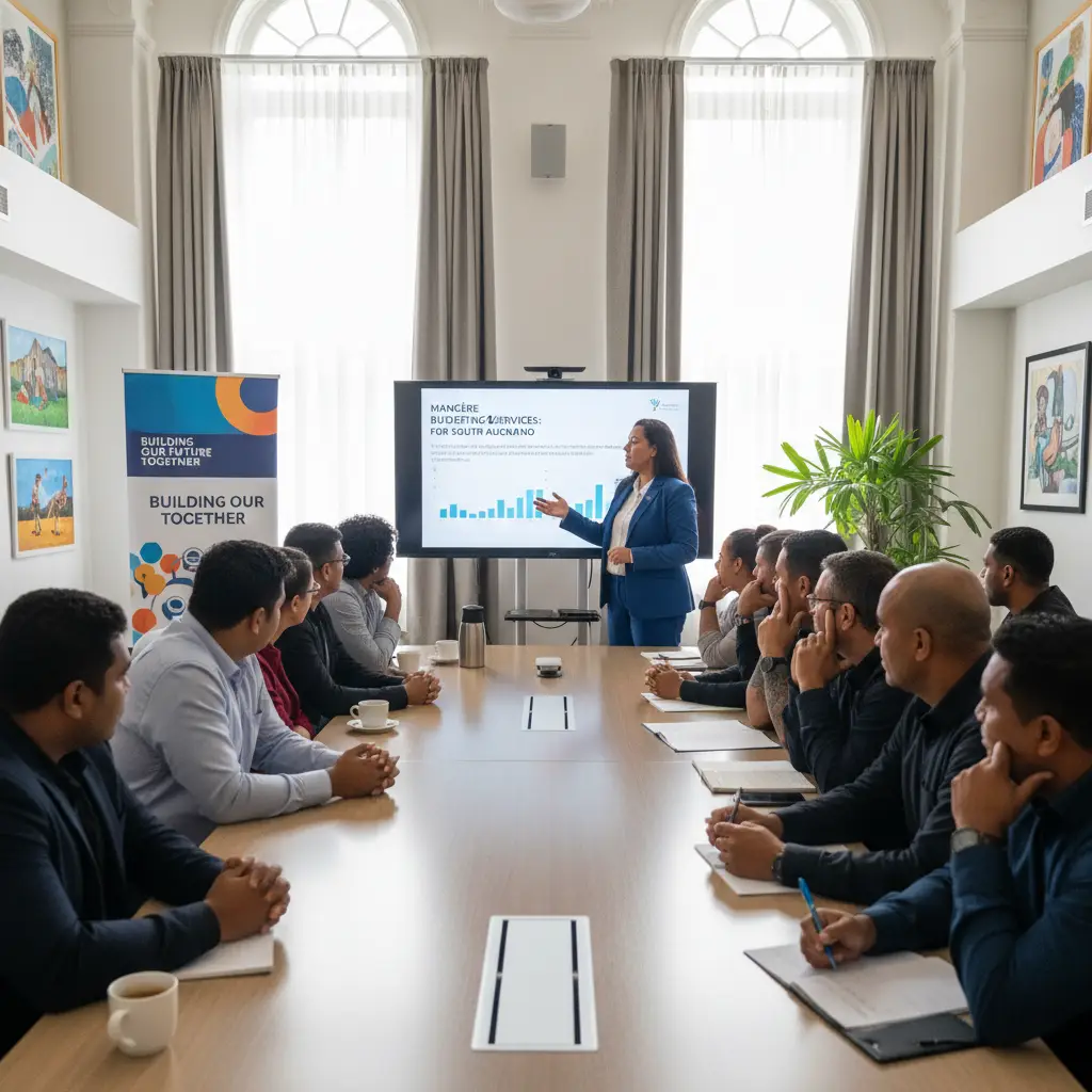 Otara residents engaging with financial advisor for services