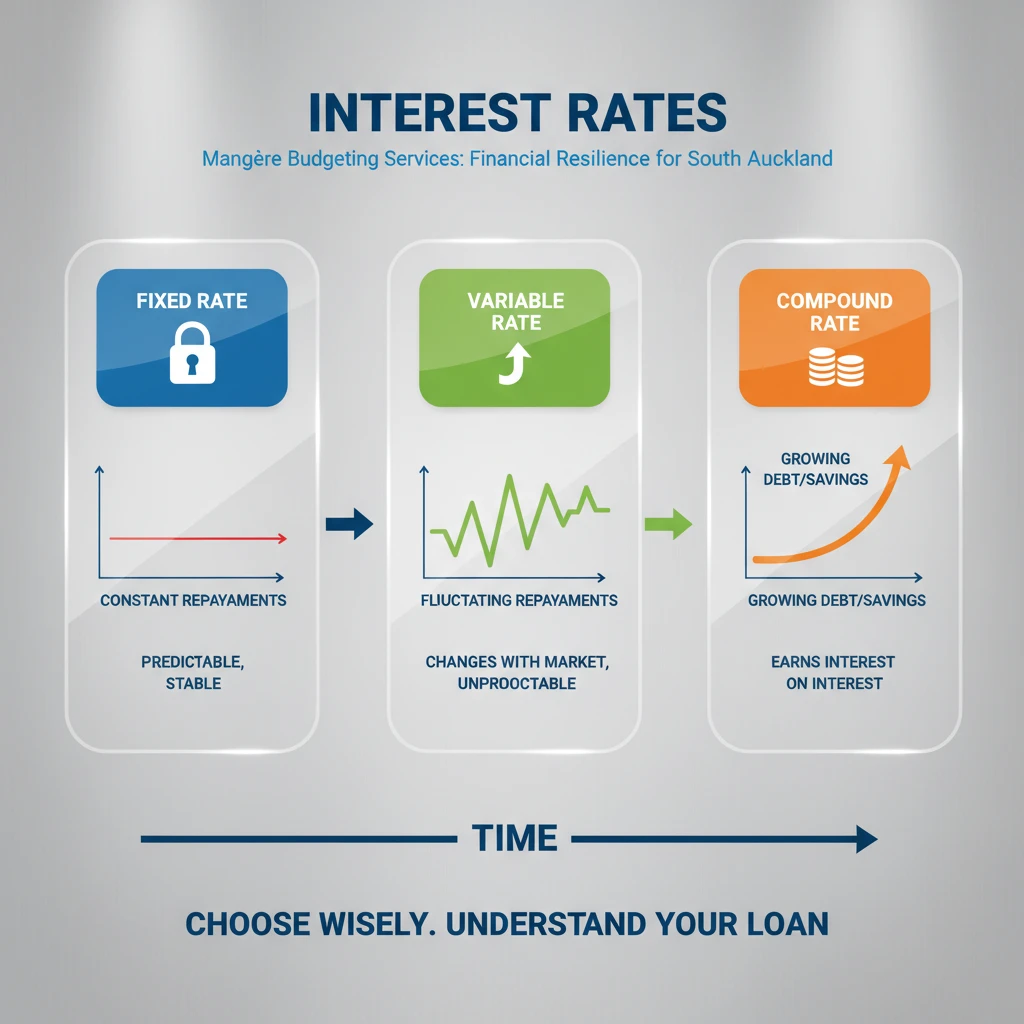 Infographic explaining fixed vs variable interest rates for responsible lending NZ