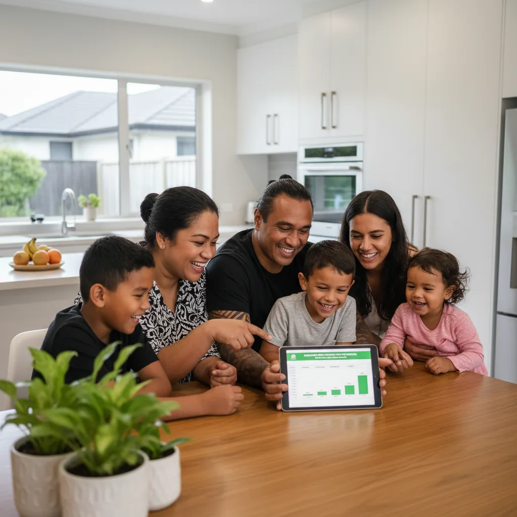 Diverse NZ family budgeting together