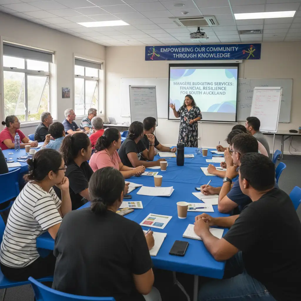 Community members learning about financial support programs like winter energy payment