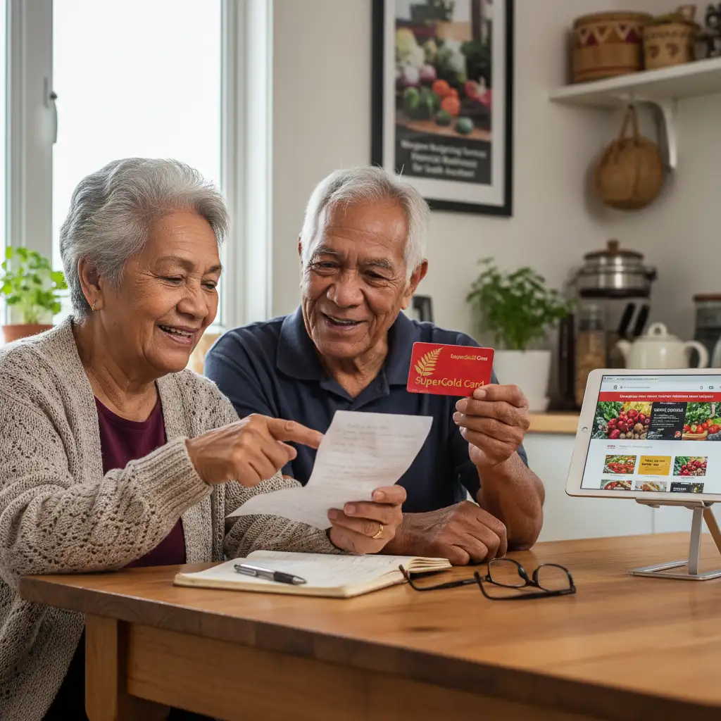 Couple planning grocery shopping with SuperGold Card