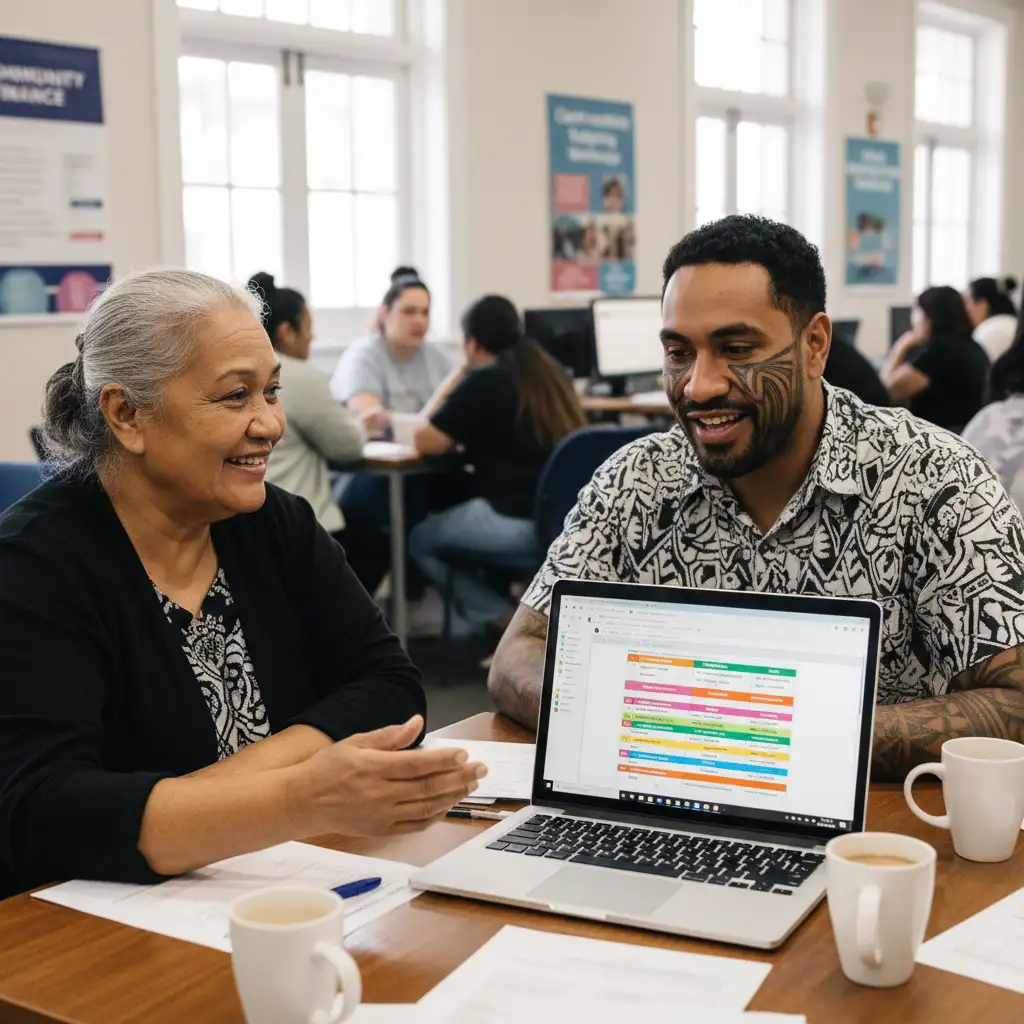 Peer-to-peer financial mentoring session in South Auckland