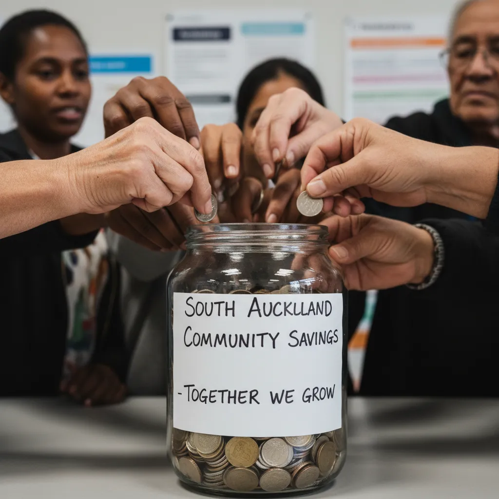 Community savings scheme showing people contributing money