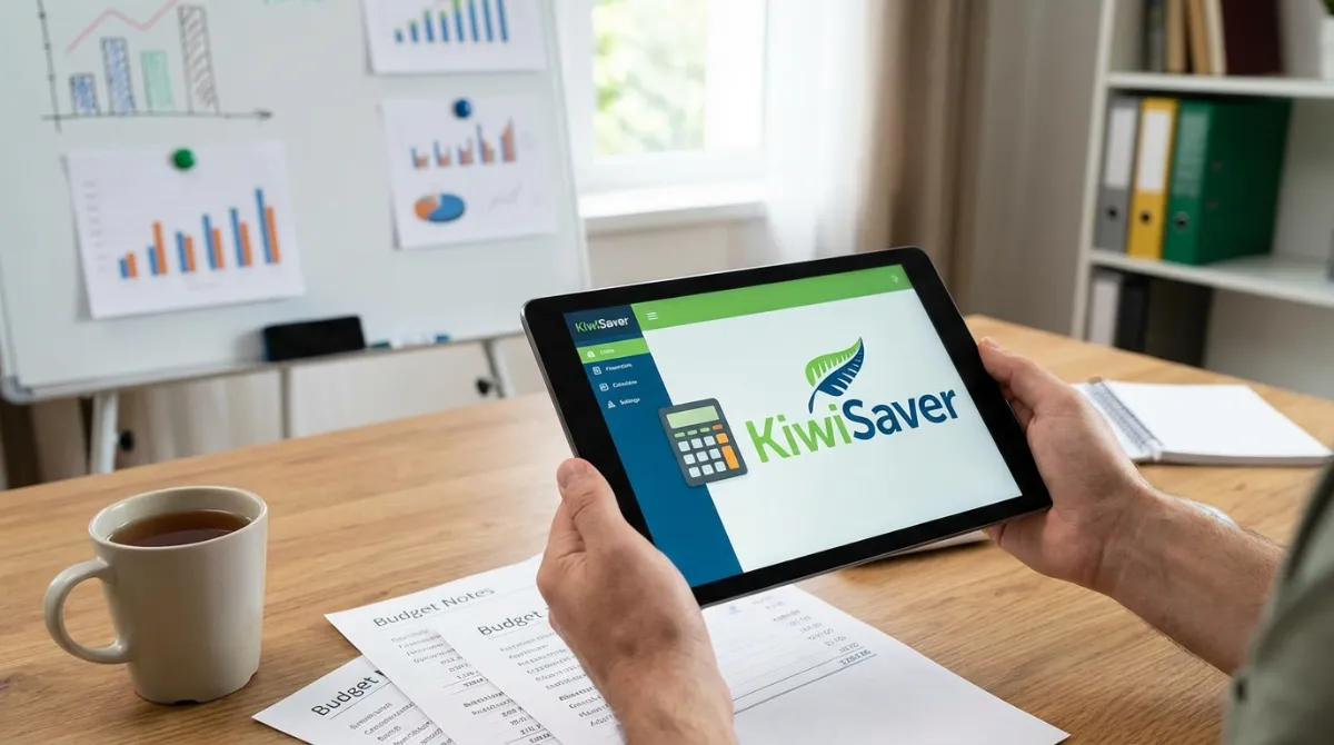 Person using a KiwiSaver fund comparison calculator