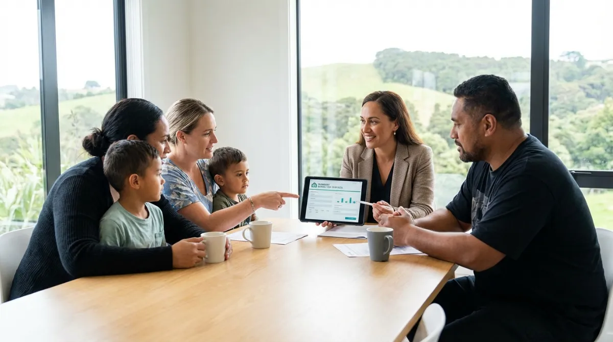 Family discusses accommodation supplement nz with advisor