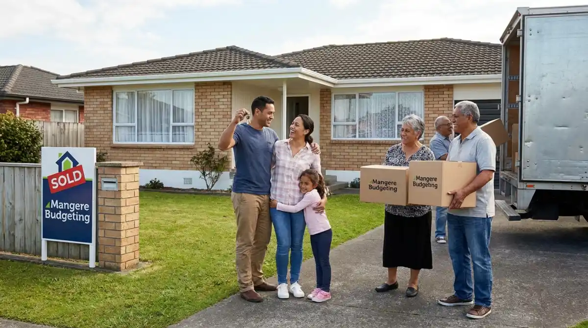 Happy family moving into a new home with accommodation support