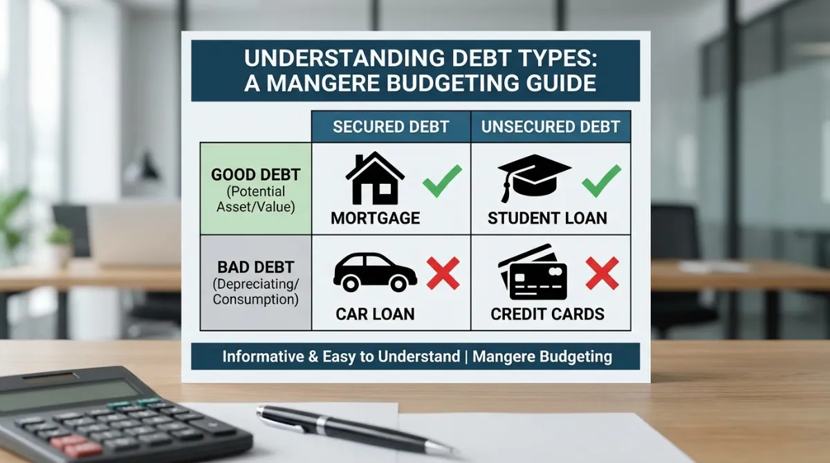 Infographic illustrating various debt types in New Zealand