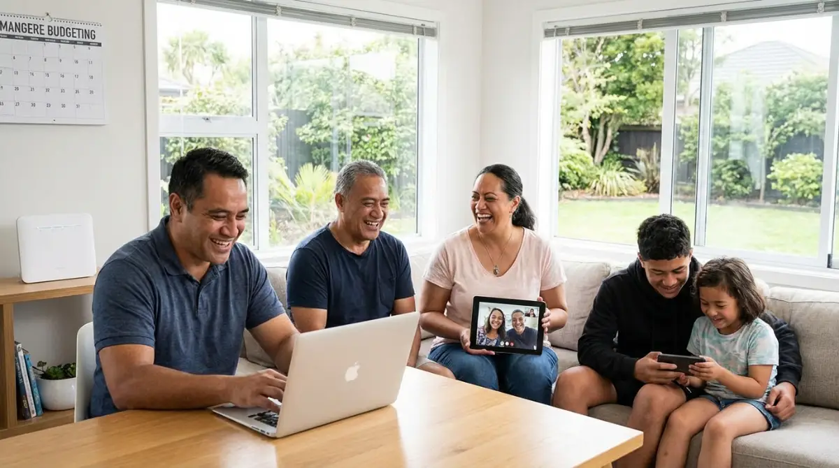 Family enjoying fast and affordable internet in NZ