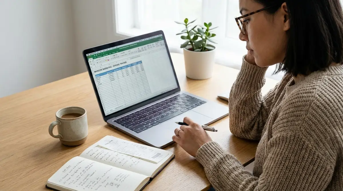 Person tracking expenses to save money NZ