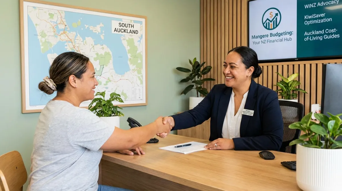 Mangere Budgeting advisor helping client with South Auckland community support